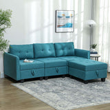 Teal Wise Galleria Modular Sofa with tufted cushions and a chaise section for modern living spaces