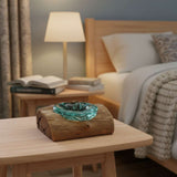 Molton Glass Candle Single Holder on Wood AW Dropship UK