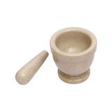 Orsina Mortar and Pestle set in beige stone for grinding and mixing spices and herbs