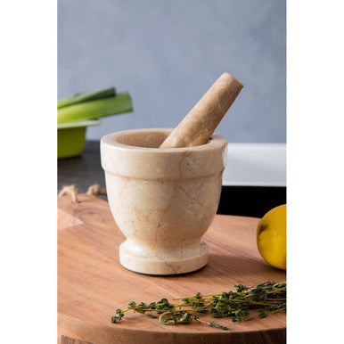 Orsina Marble Mortar and Pestle Set for Grinding Herbs and Spices in the Kitchen