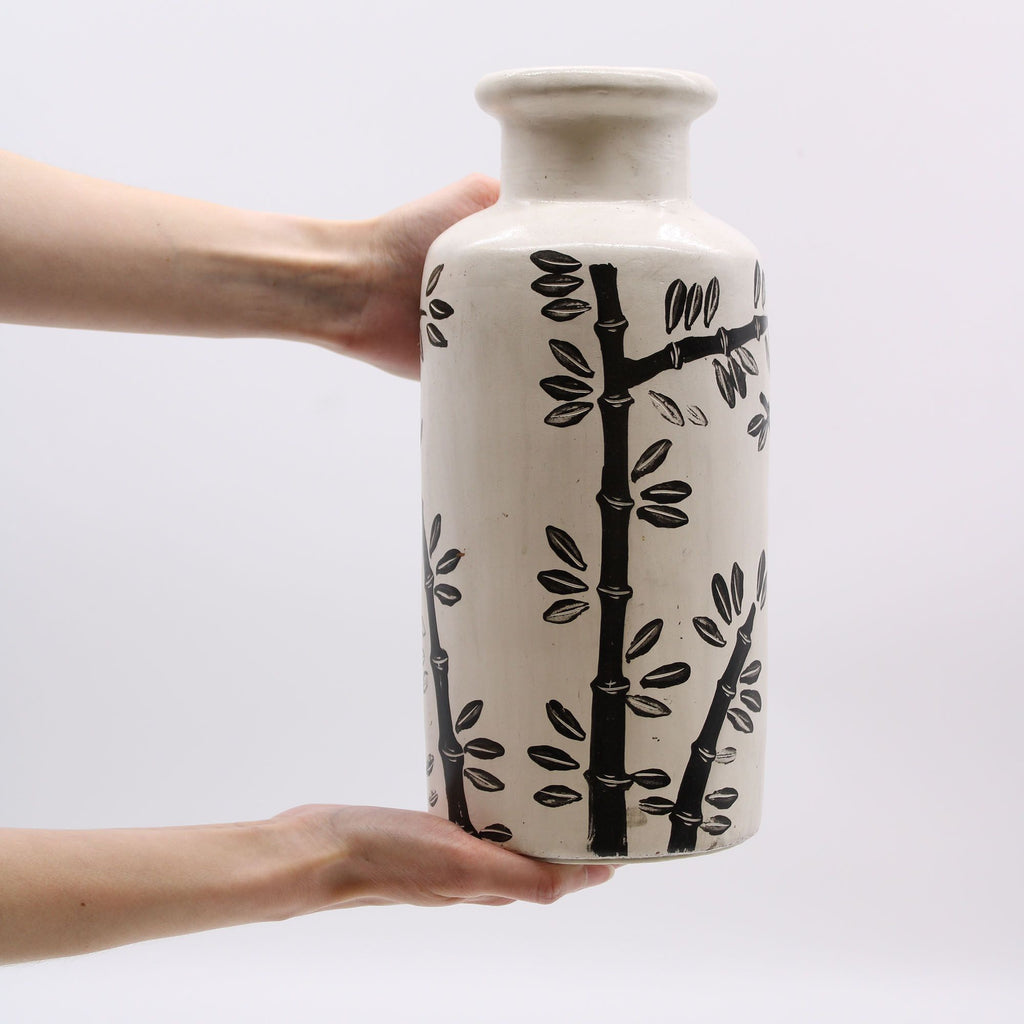 Bamboo Motif Straight Vase - Natural AW-Dropship