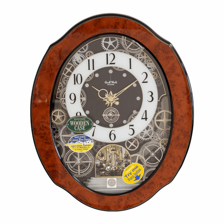 Widdop Motion Clock with an ornate wooden case and visible clockwork for elegant home decor