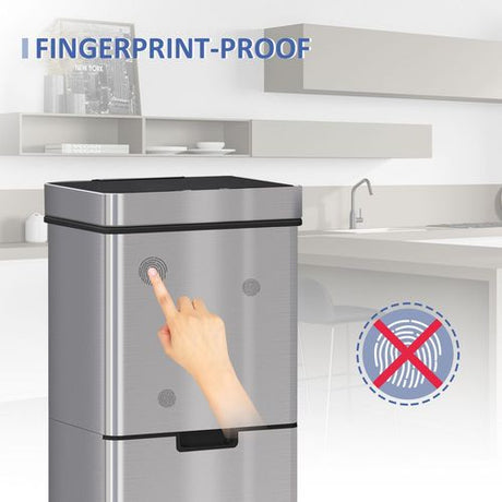 Motion Sensor Rubbish Bin, 3 Compartments Removable Lid Stainless Steel HOMCOM Unbranded