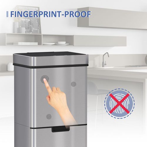 Motion Sensor Rubbish Bin, 3 Compartments Removable Lid Stainless Steel HOMCOM Unbranded