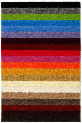 Vibrant Multicolour Rugs featuring a striped design in various bold shades for stylish home decor