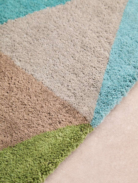 Orsina Multicoloured Rug with Soft Pile and Geometric Design in Blue and Green Tones