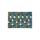 Orsina Multicoloured Rug featuring a geometric triangle pattern in blue, green, and grey shades