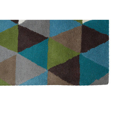 Orsina Multicoloured Rug with a geometric pattern in vibrant blues and greens