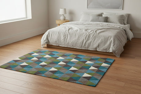 Orsina Multicoloured Rug with geometric patterns, perfect for enhancing bedroom decor