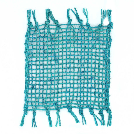 Set of 4 Seagrass Fringe Natural Coasters - Turquoise AW-Dropship