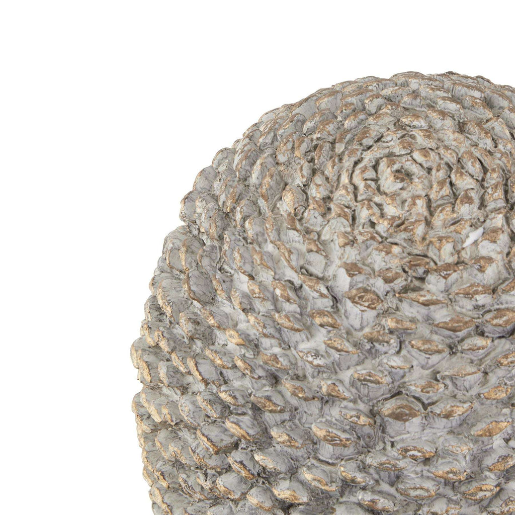 Large Stone Effect Pinecone Ornament With Gold Accents Shades 4 Seasons