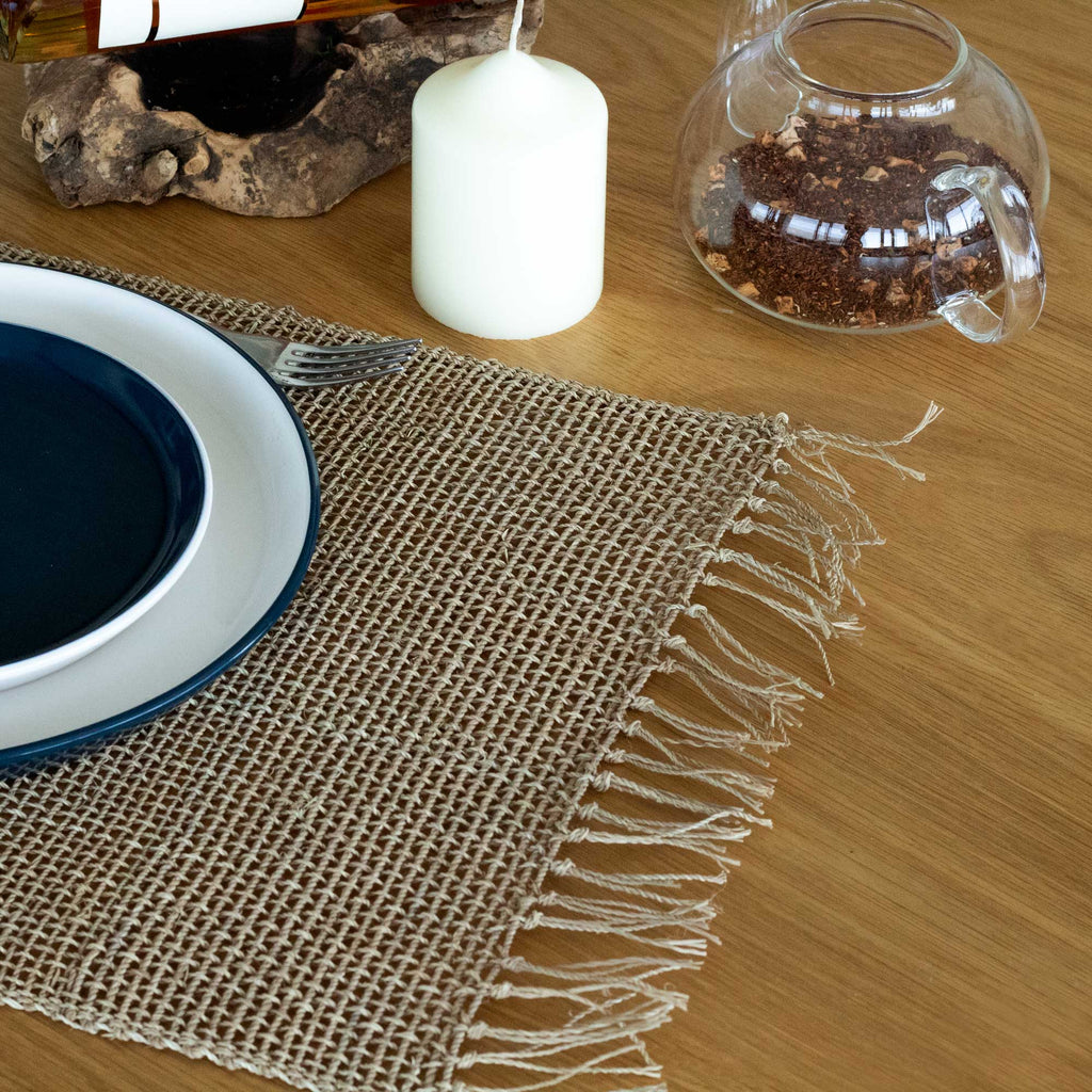Shades 4 Seasons Natural Placemat with Fringed Edges Beige Shades 4 Seasons