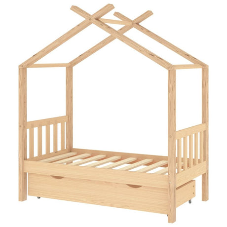 vidaXL Kids Bed Frame with a Drawer Solid Pine Wood 70x140 cm vidaXL
