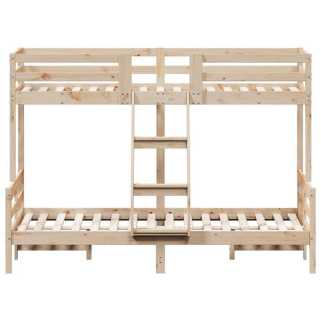 vidaXL Natural Wood Bunk Bed with Ladder - Space Saving vidaXL