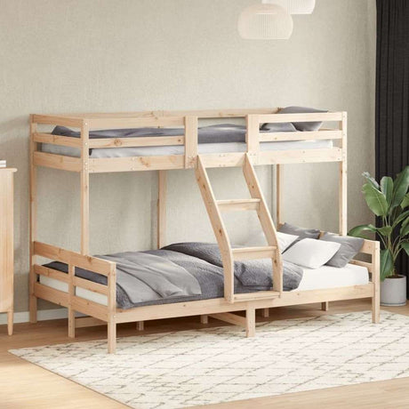 vidaXL Natural Wood Bunk Bed with Ladder - Space Saving vidaXL