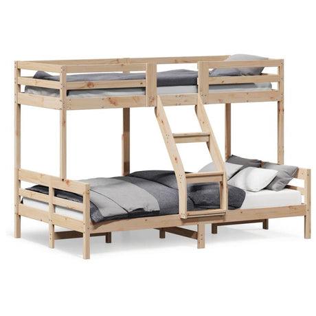 vidaXL Natural Wood Bunk Bed with Ladder - Space Saving vidaXL