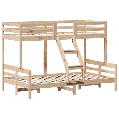 vidaXL Natural Wood Bunk Bed with Ladder - Space Saving vidaXL