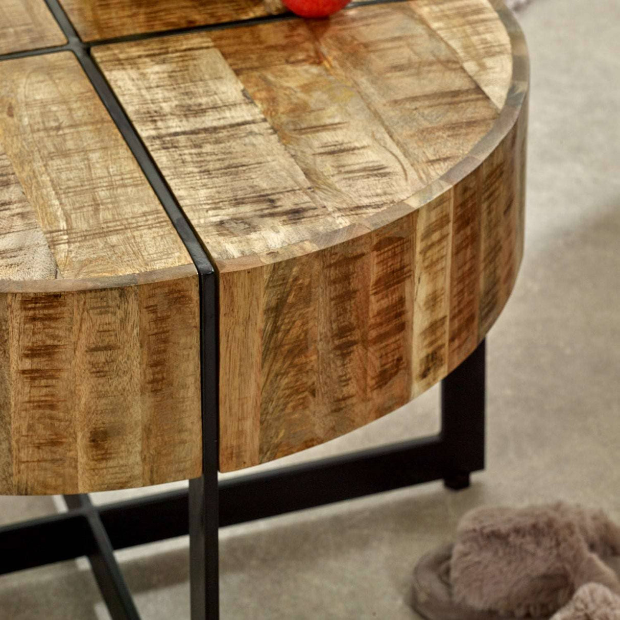 Merlin Mango Wooden Coffee Table With Metal Legs Verty Furniture