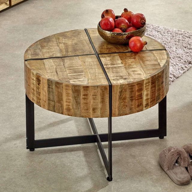 Merlin Mango Wooden Coffee Table With Metal Legs Verty Furniture