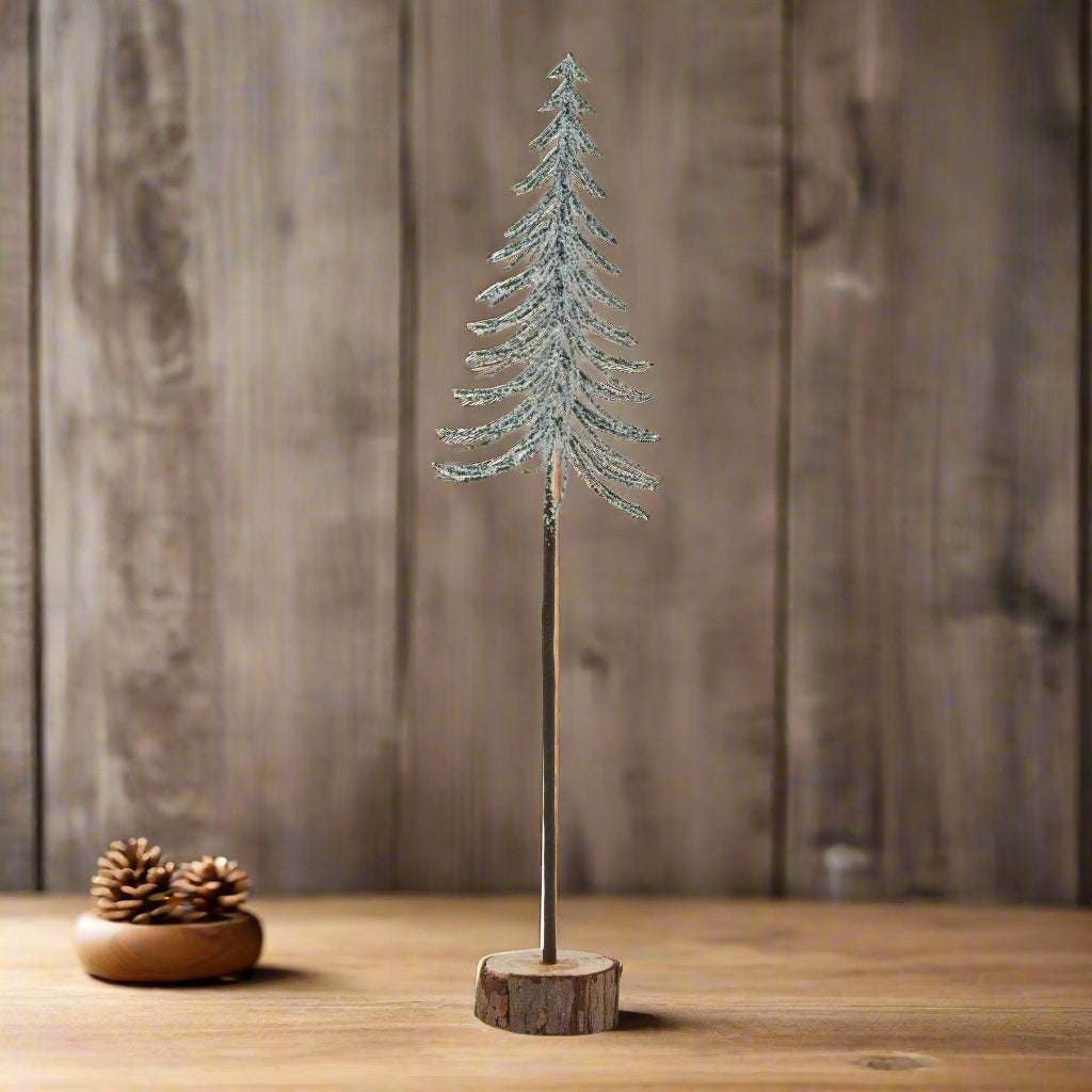 Large Snowy Spindle Tree In Wood Log BROWN PLASTIC Shades 4 Seasons