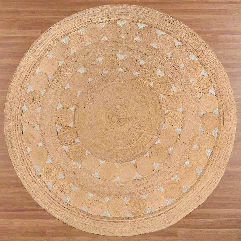 vidaXL Braided Design Jute Rug 180 cm Round 180 cm vidaXL