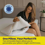 Brightr Sleep Neck Support Pillow with adjustable layers for personalised height and firmness