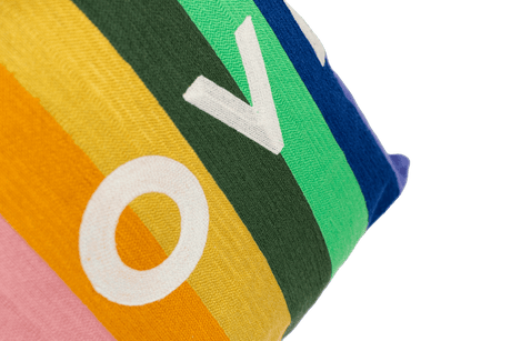 The Pillow Drop Needlepoint Cushion - Colourful Love Design The Pillow Drop