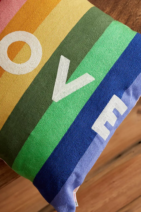 The Pillow Drop Needlepoint Cushion - Colourful Love Design The Pillow Drop