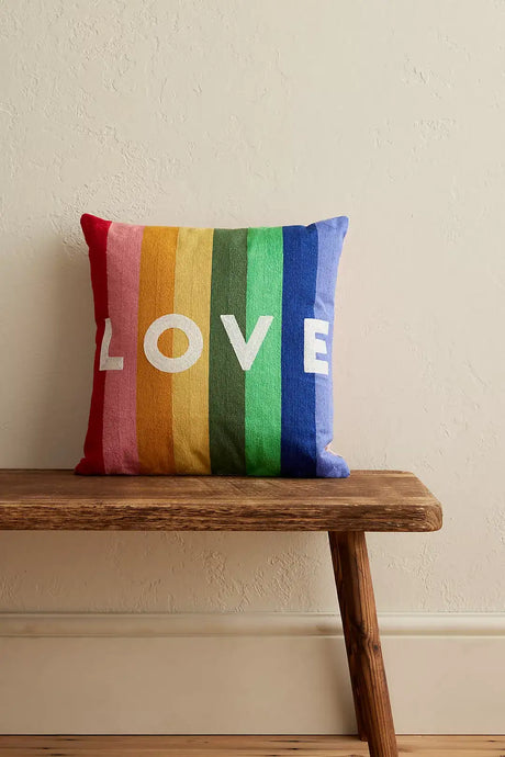 The Pillow Drop Needlepoint Cushion - Colourful Love Design The Pillow Drop