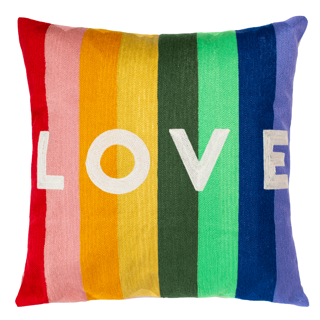 The Pillow Drop Needlepoint Cushion - Colourful Love Design The Pillow Drop