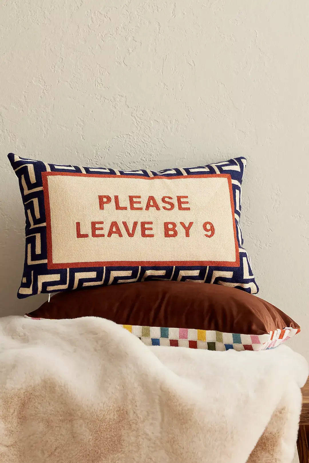 Please Leave By 9 Needlepoint Cushion The Pillow Drop