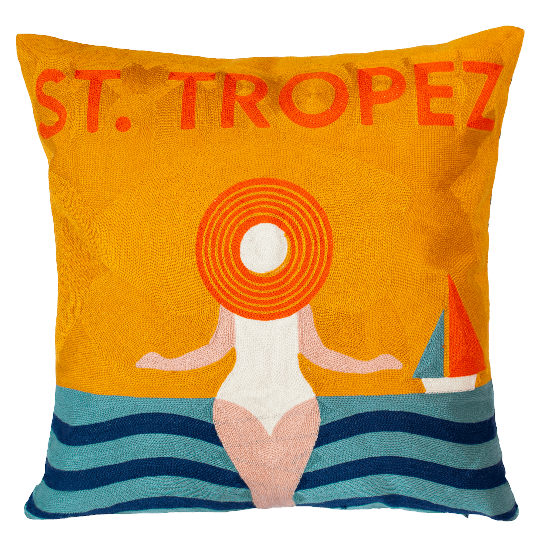 The Pillow Drop Needlepoint Cushion - St. Tropez Design The Pillow Drop