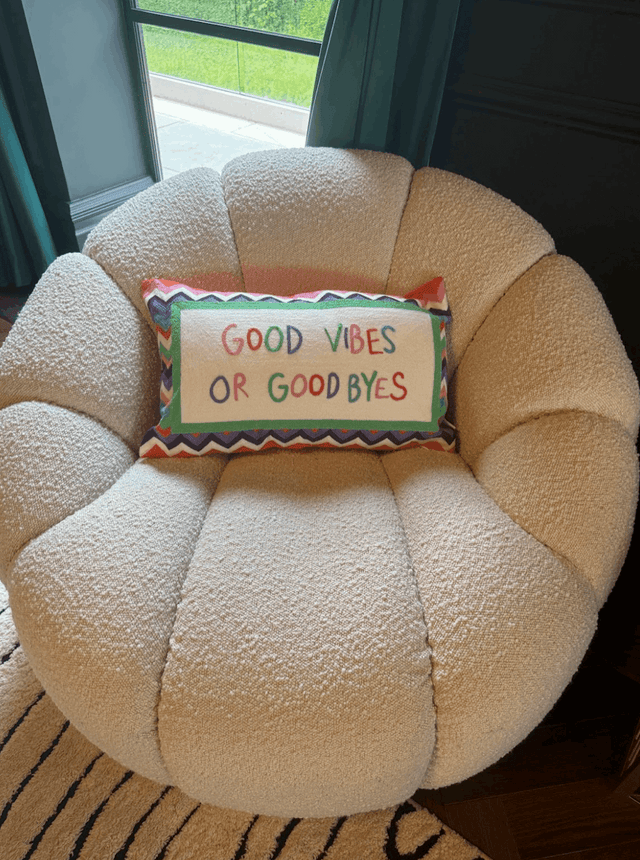 Good Vibes or Good Byes Needlepoint Pillow The Pillow Drop