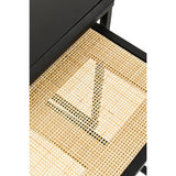 Orsina Nest of Tables featuring a sleek black finish and woven cane design for stylish storage