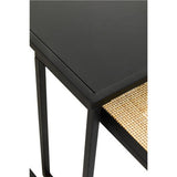 Black Orsina Nest of Tables with a sleek design and woven rattan accents for a modern look