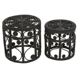 Orsina Nesting Tables in Black with Decorative Spiral Design for Stylish Living Spaces
