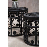 Orsina Nesting Tables in Black with Intricate Scroll Design for Stylish Decor