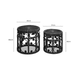 Orsina Nesting Tables in Black with Decorative Design, Ideal for Modern Living Spaces