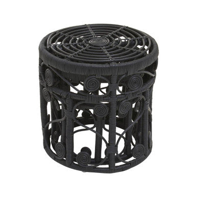 Orsina Black Woven Nesting Tables with Decorative Swirl Design for Stylish Living Spaces