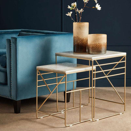 Avantis Marble Set Of 2 Square Nesting Tables Orsina