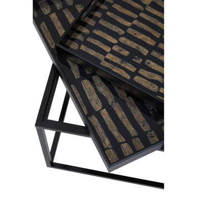 Orsina Nesting Tray Tables with a modern design and stylish textured surface in black and gold
