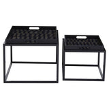 Orsina nesting tray tables in black with stylish patterned trays for versatile home decor