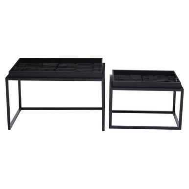 Orsina Nesting Tray Tables in black with modern design for versatile home use