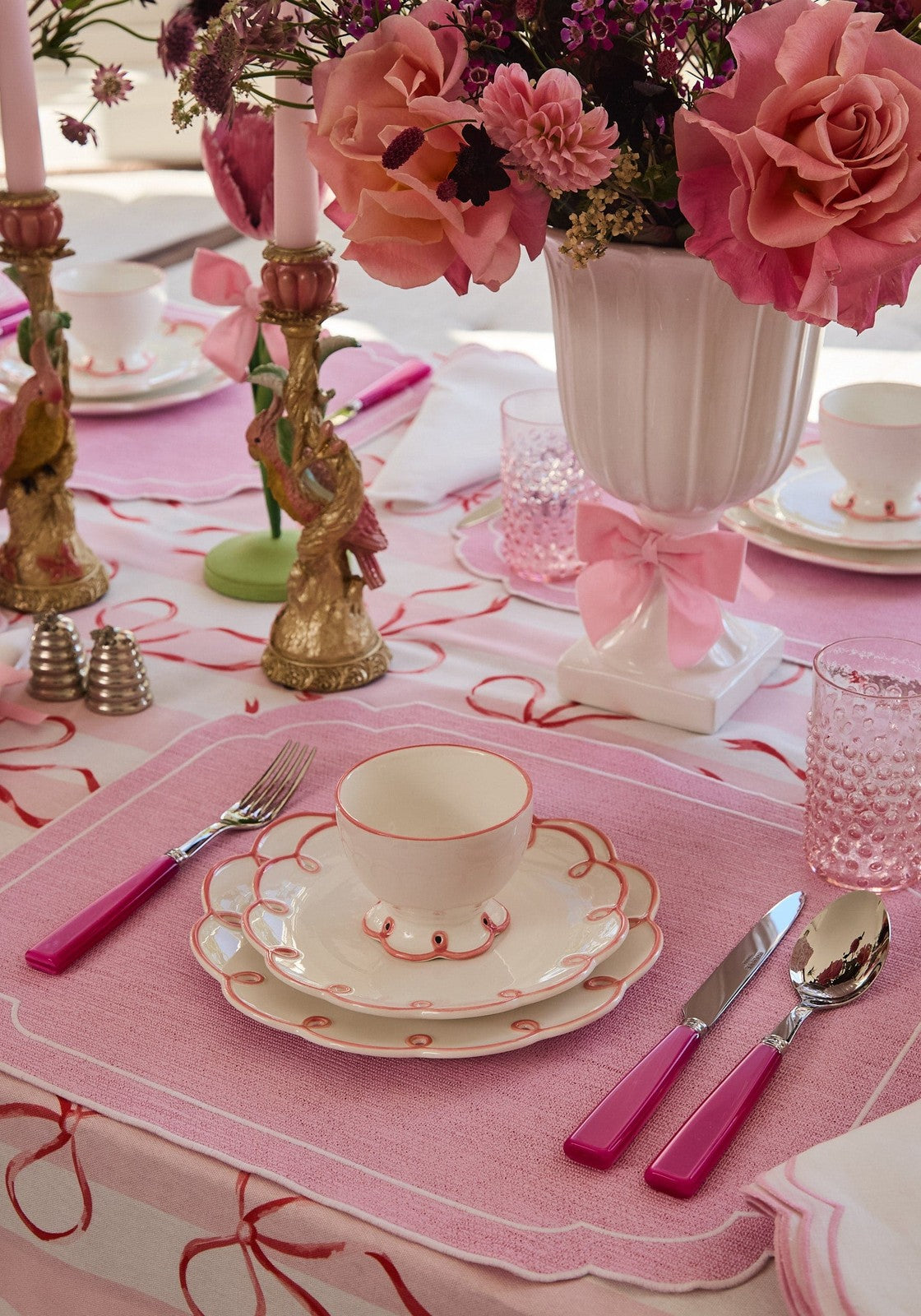 Elegant table setting featuring a Casa by Josephine Jenno Nibbles Bowl with pink and white floral decor
