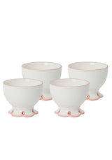 Set of four Casa by Josephine Jenno Nibbles Bowls in white with pink detailing for serving snacks