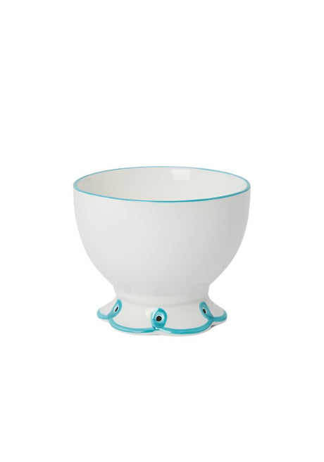 Casa by Josephine Jenno Nibbles Bowl in White with Turquoise Trim for Serving Snacks
