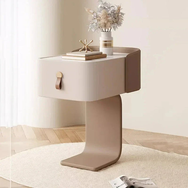 Modern Klassyx Nightstand in beige with a drawer and minimalistic design for contemporary bedrooms