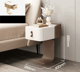 Klassyx stylish nightstand in cream and brown with modern design and decorative accessories