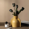 Nisu Home Sudo Vase with Elegant Rainbow Design and Black Tulip Arrangement
