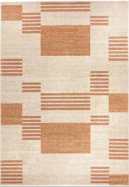 Nomad Rug in cream and terracotta with geometric patterns for stylish home decor